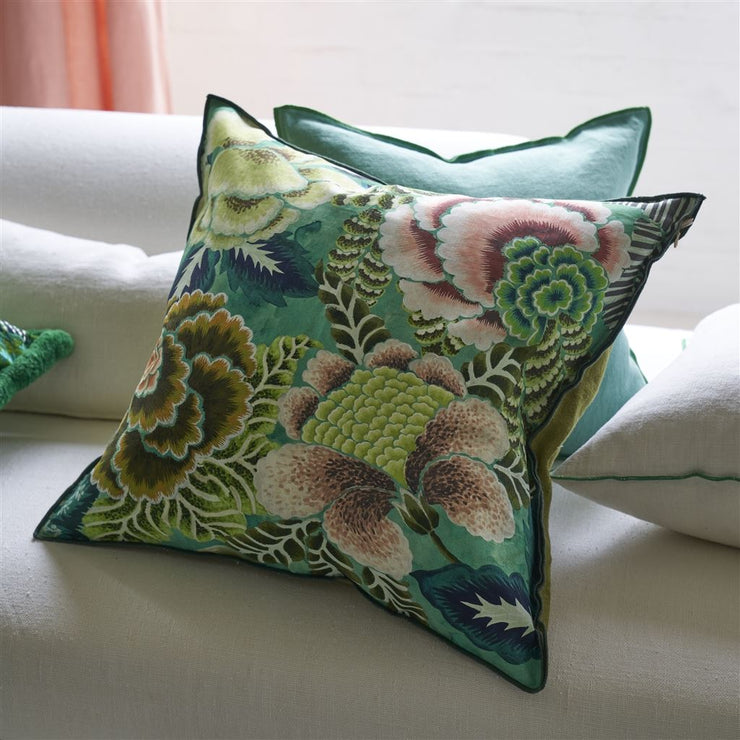 Designers Guild Rose De Damas Jade Cotton/linen Cushion