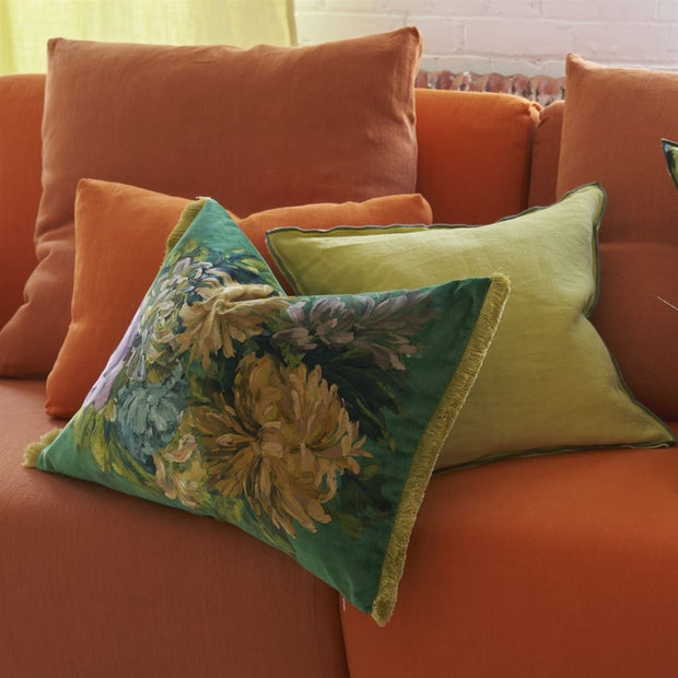 Designers Guild Fleurs D Artistes Velours Vintage Green Cushion