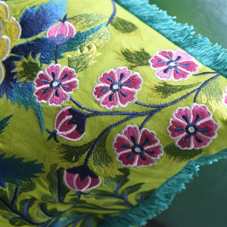Designers Guild Brocart Decoratif Embroidered Lime Cushion