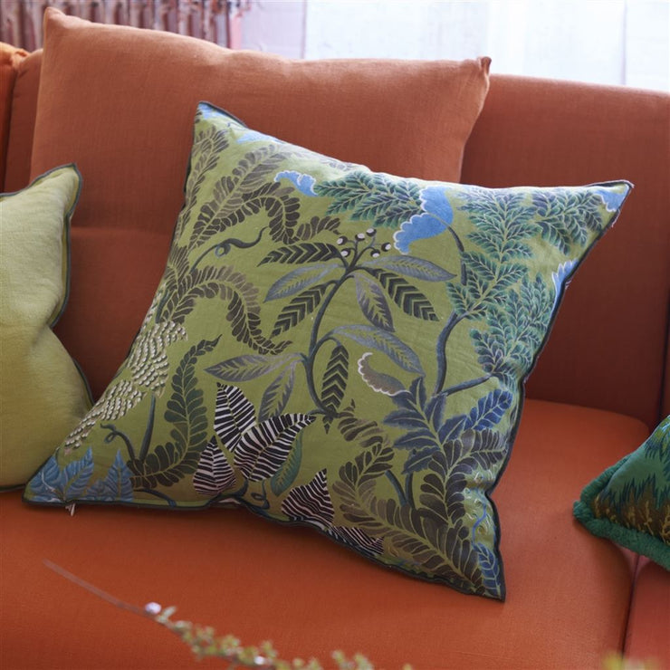 Designers Guild Brocart Decoratif Moss Linen Cushion