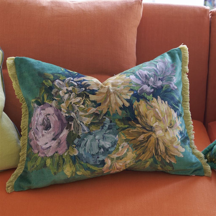 Designers Guild Fleurs D Artistes Velours Vintage Green Cushion