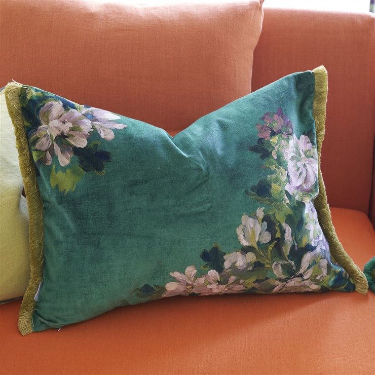 Designers Guild Fleurs D Artistes Velours Vintage Green Cushion