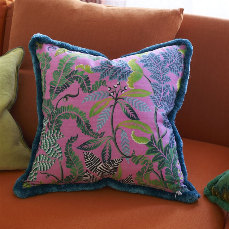 Designers Guild Brocart Decoratif Embroidered Cerise Cotton Cushion