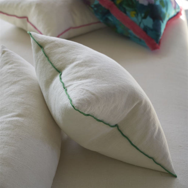 Designers Guild Brera Lino Alabaster & Emerald Cushion