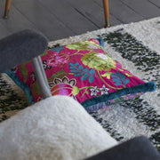 Designers Guild Brocart Decoratif Embroidered Cerise Cotton Cushion