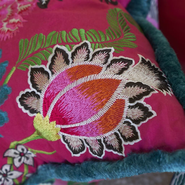 Designers Guild Brocart Decoratif Embroidered Cerise Cushion