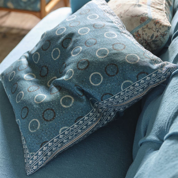 John Derian Indigo Circles Indigo Cushion