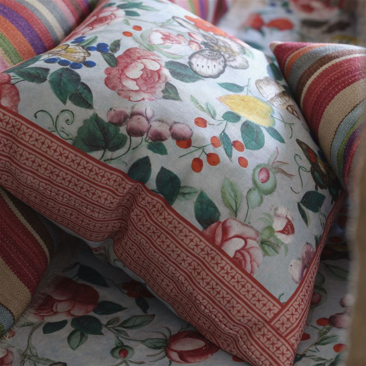 John Derian Flower Fan Sky Blue Cushion