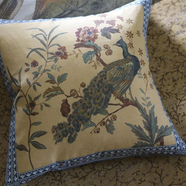 John Derian Peacock Toile Sepia Cushion