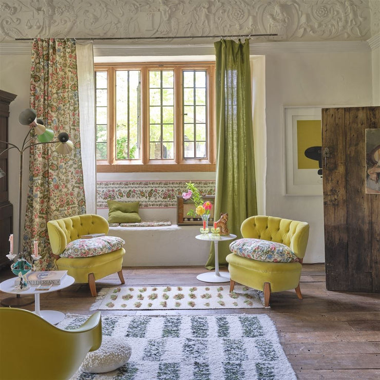 John Derian Folk Flower Wide Border Parchment