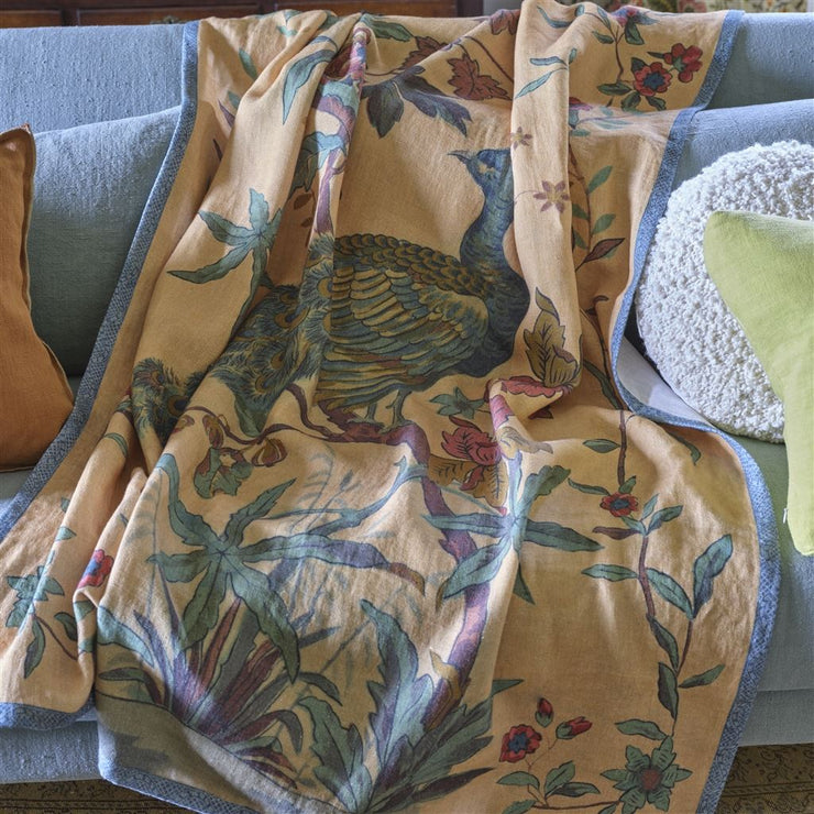 John Derian Peacock Toile Sepia Throw