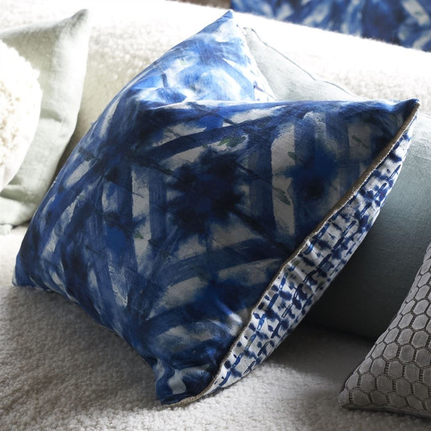 Designers Guild Parquet Batik Indigo Cotton Cushion