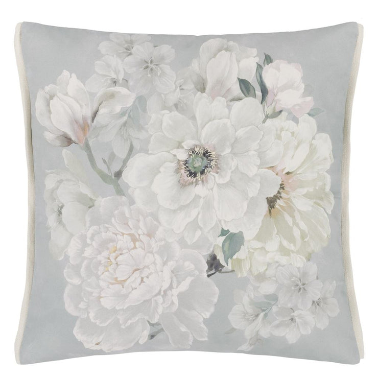 Designers Guild Fleur Blanche Platinum Cotton Cushion