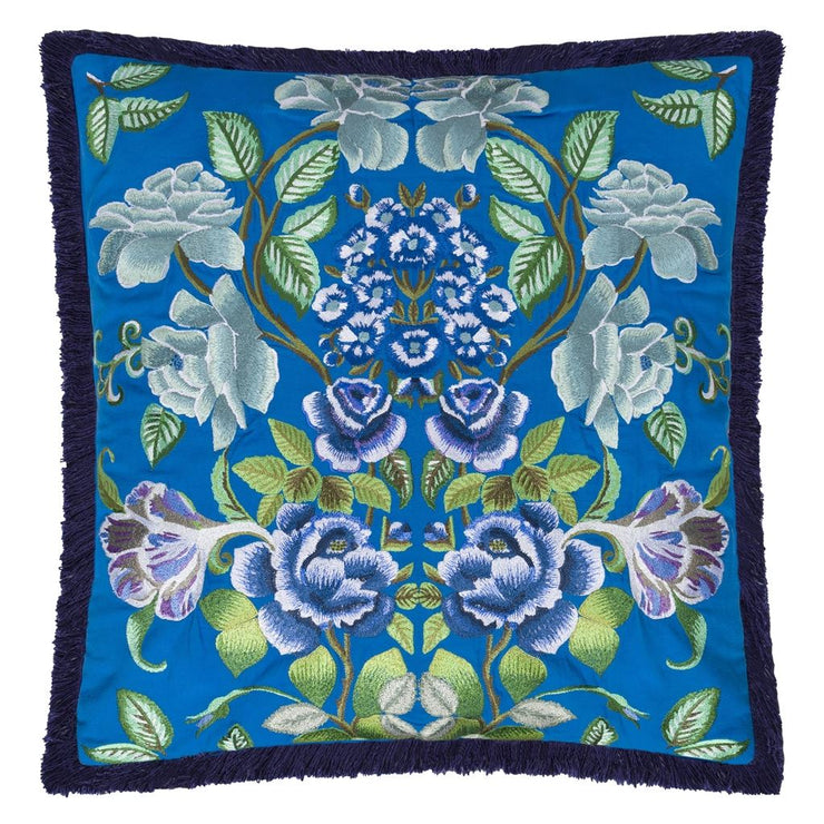 Designers Guild Eleonora Embroidered Cobalt Cotton Cushion