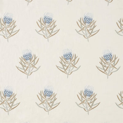 Protea Flower China Blue/Linen
