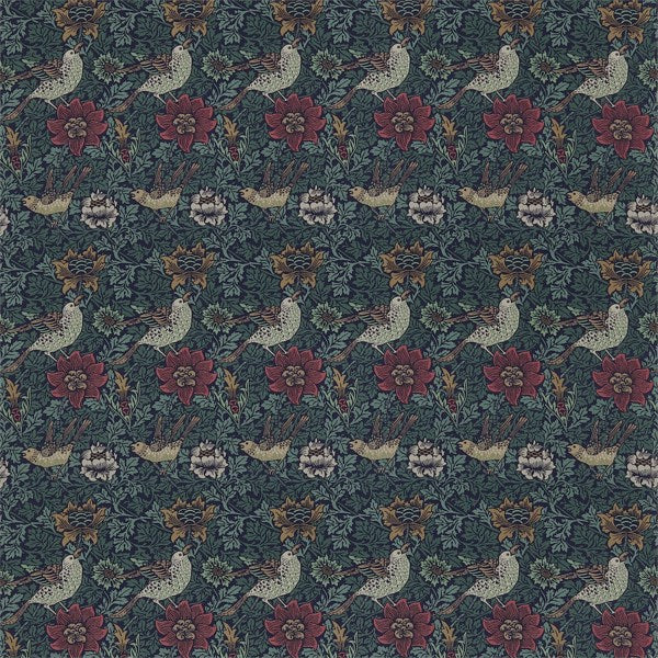 BIRD AND ANEMONE FOREST/INDIGO