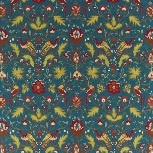 Oiseaux de Paradis Embroidery Prussian Blue